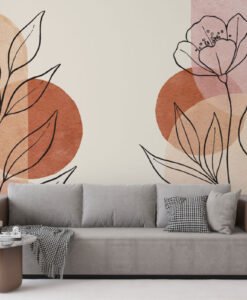 Soft Linear Flowers Wallpaper Mural