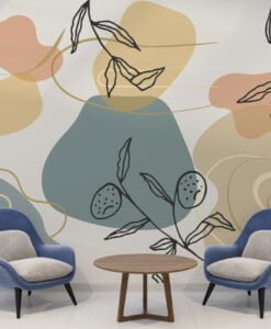 Abstrack Patterns Linear Leaves Wallpaper Mural