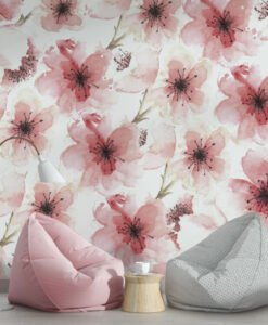 Pink Soft Flowers Wallpaper Mural