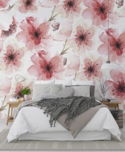 Pink Soft Flowers Wallpaper Mural
