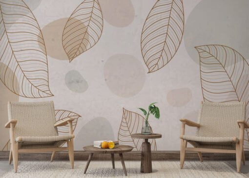 Soft Leaves and Circles Wallpaper Mural