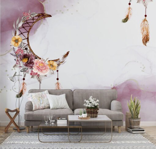 Flowers Hanging from the Moon Wallpaper Mural
