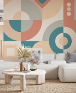 Geometric Modern in Soft Tones Wallpaper Mural