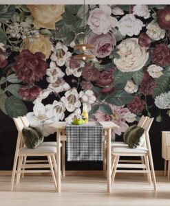 Bouquet Of Flower Hanging Above Wallpaper Mural