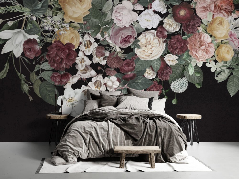 Bouquet Of Flower Hanging Above Wallpaper Mural