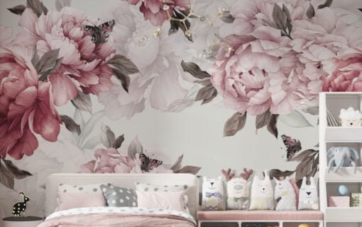 Big Pink Rose Soft Wallpaper Mural