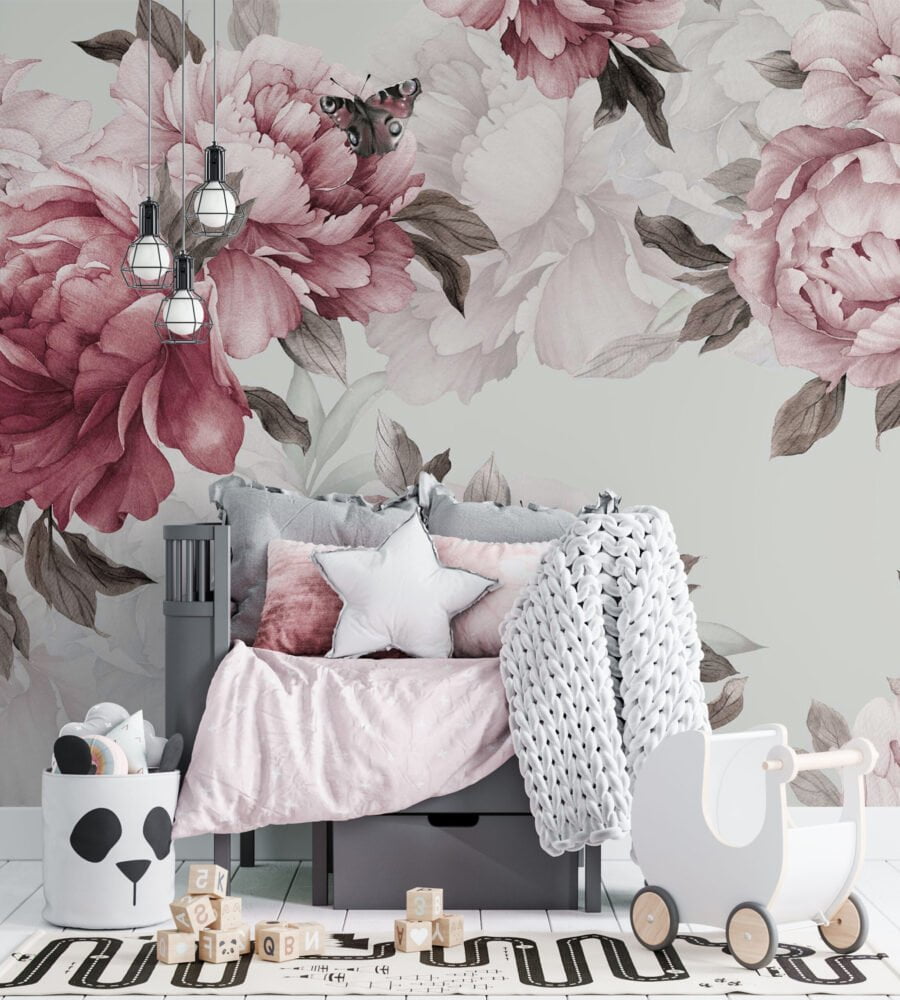 Big Pink Rose Soft Wallpaper Mural