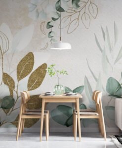 Gold and Soft Tones Leaves Wallpaper Multi