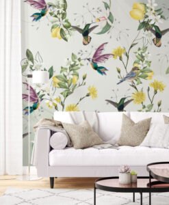 Lemon Tree and Birds Wallpaper Mural