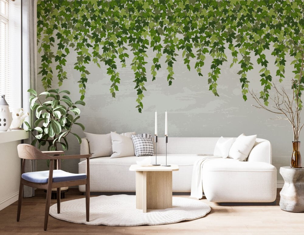 Vine Leaves Hanging From Above Walllpaper Mural