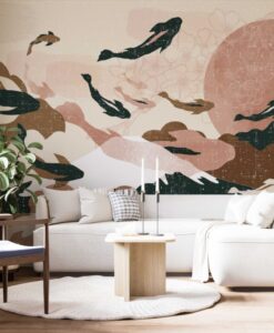 Soft Fishes and Sky Collage Wallpaper Mural