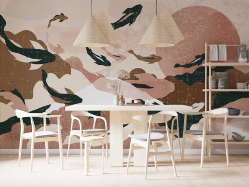 Soft Fishes and Sky Collage Wallpaper Mural