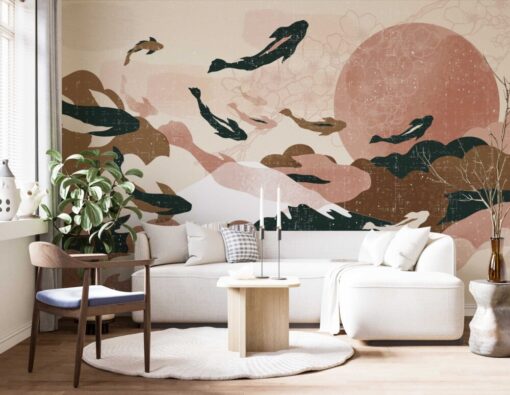 Soft Fishes and Sky Collage Wallpaper Mural