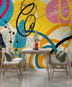 Colorful Linear Patterns Modern Wallpaper Mural