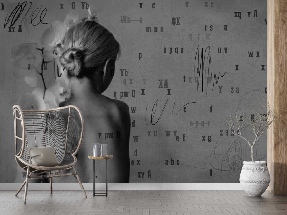 Black White Female Figure Wallpaper Mural