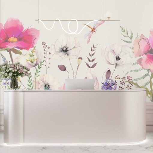 Soft Big Flowers Wallpaper Mural