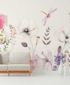 Soft Big Flowers Wallpaper Mural