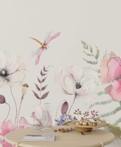 Soft Big Flowers Wallpaper Mural