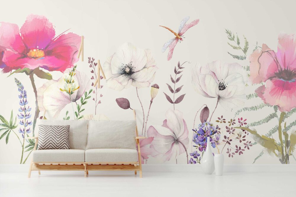 Soft Big Flowers Wallpaper Mural