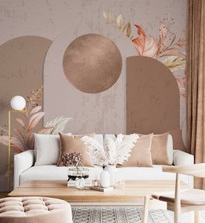 Geometric Patterns and Flowers Wallpaper Mural