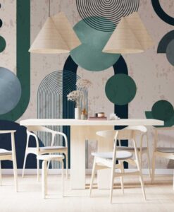 Geometric Patterns Modern In Green Tones Wallpaper Mural