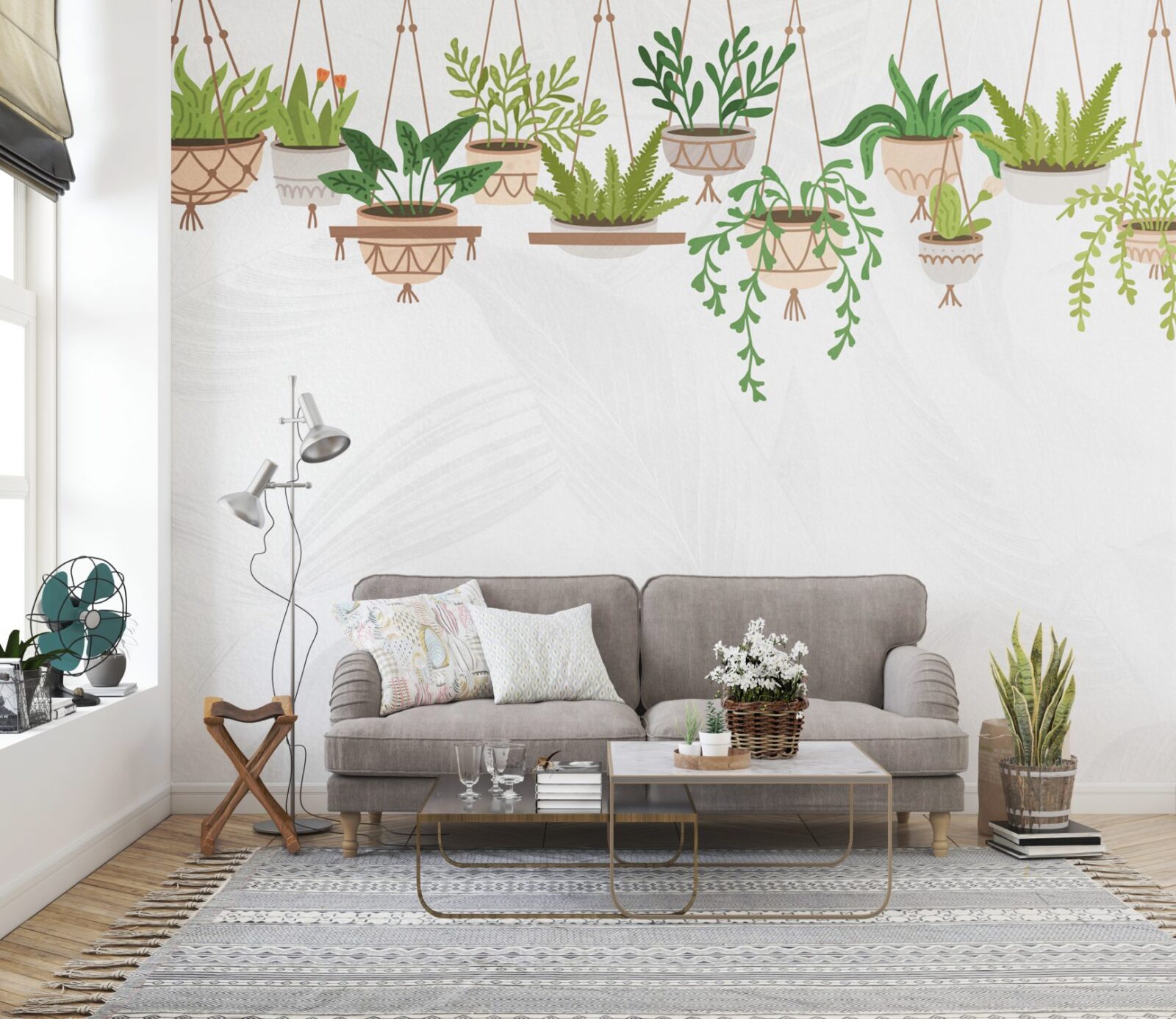 Flowerpots Design Wallpaper Mural