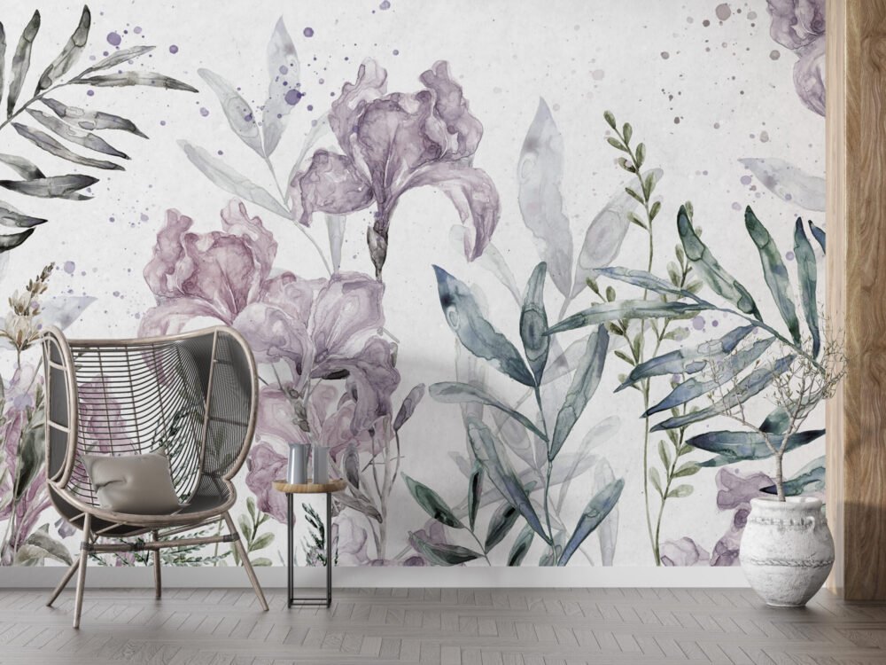 Watercolor Flowers Wallpaper Mural