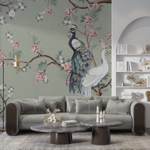 Chinoiserie Blossom and Birds Wallpaper Mural