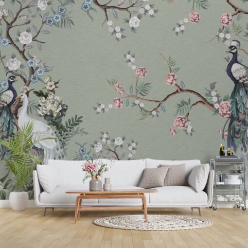 Chinoiserie Blossom and Birds Wallpaper Mural