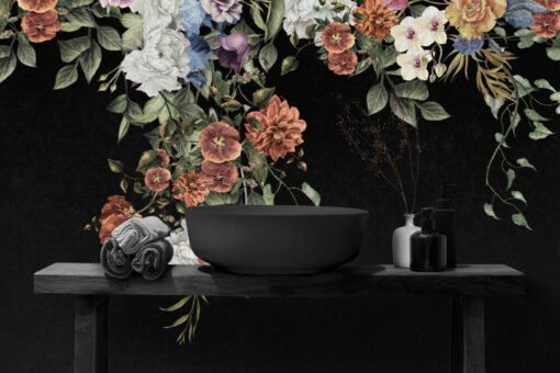 Dark Floral Wallpaper Mural