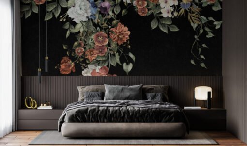 Dark Floral Wallpaper Mural