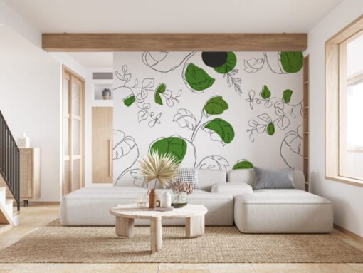 Green Leaves Bedroom Wallpaper Mural