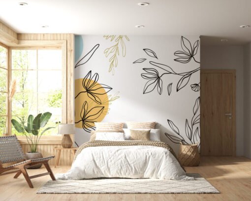 Leaf Style Bedroom Wallpaper Mural