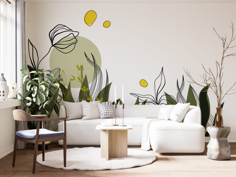 Bushes Flowery Wallpaper Mural