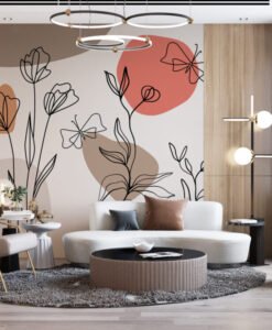 Boho Flowery Abstract Wallpaper Mural