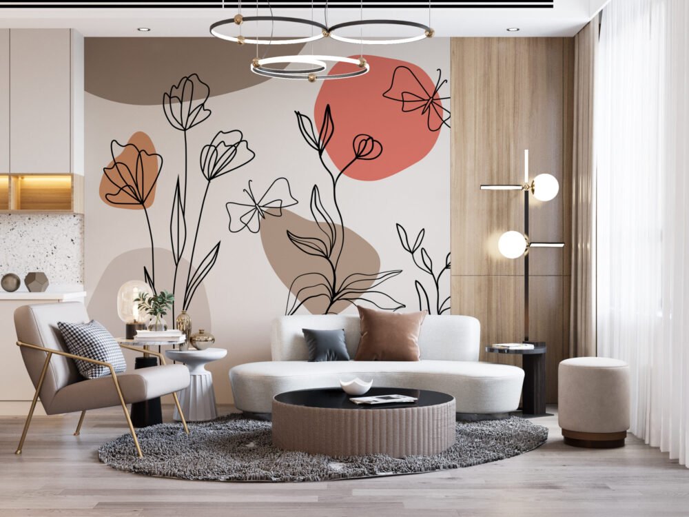 Boho Flowery Abstract Wallpaper Mural