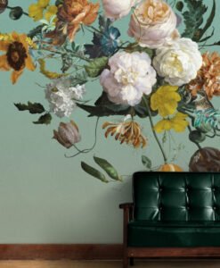 Colorful Flowers On The Corner Wallpaper Mural