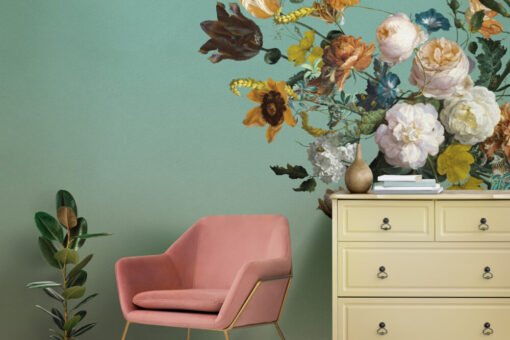 Colorful Flowers On The Corner Wallpaper Mural