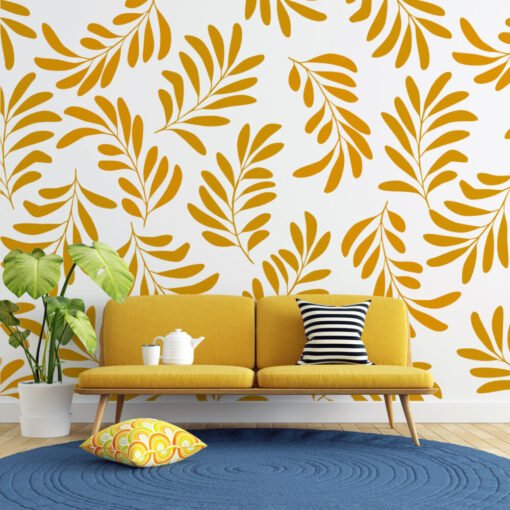 Orange Leaves Wallpaper Mural