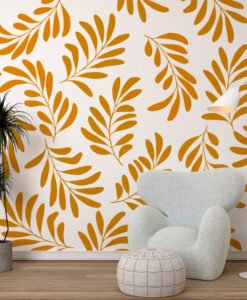 Orange Leaves Wallpaper Mural