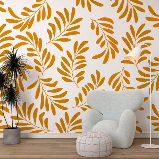 Orange Leaves Wallpaper Mural