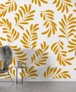 Orange Leaves Wallpaper Mural