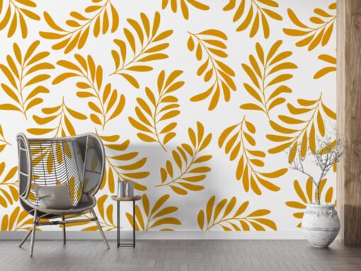 Orange Leaves Wallpaper Mural