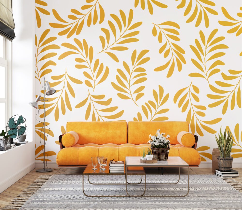 Orange Leaves Wallpaper Mural