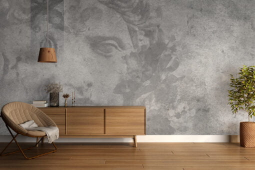 Sculpture Face in Grey Tones Wallpaper Mural