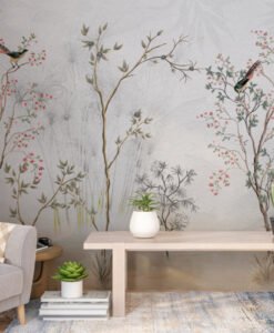 Birds On the Blossoming Trees Wallpaper Mural