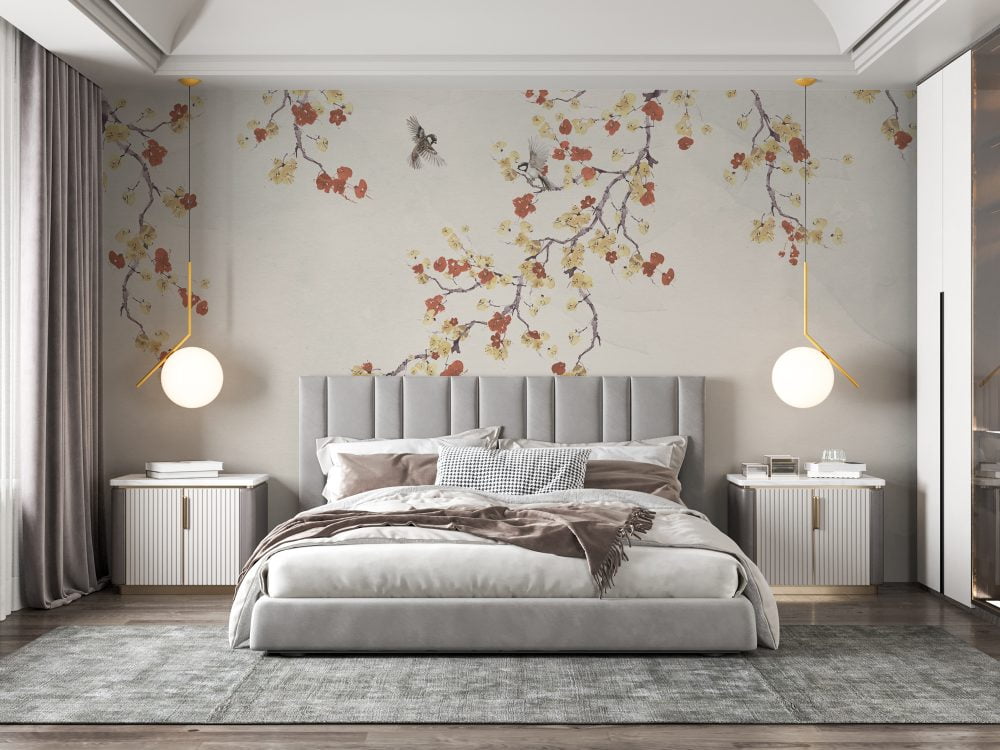 Blossom Tree and Flowers Wallpaper Mural