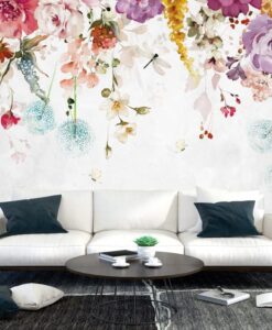 Watercolor Floral Peel and Stick Wallpaper Mural