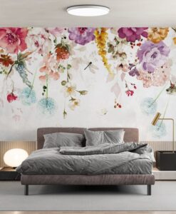 Watercolor Floral Peel and Stick Wallpaper Mural