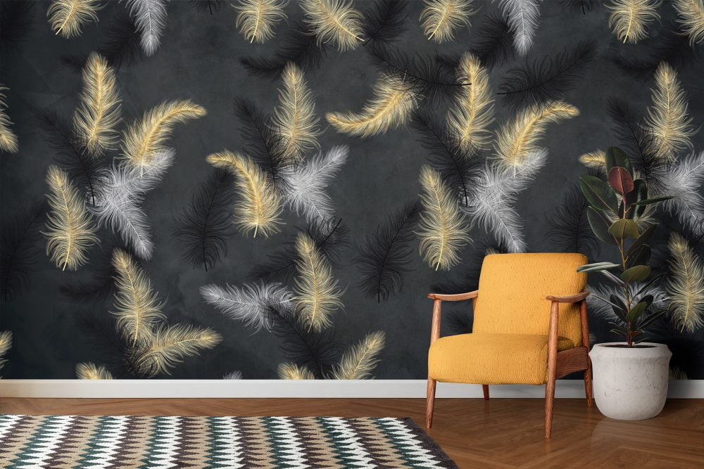 Feather Patterns Wallpaper Mural